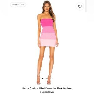 REVOLVE SUPERDOWN STRAPLESS PINK OMBRÉ DRESS